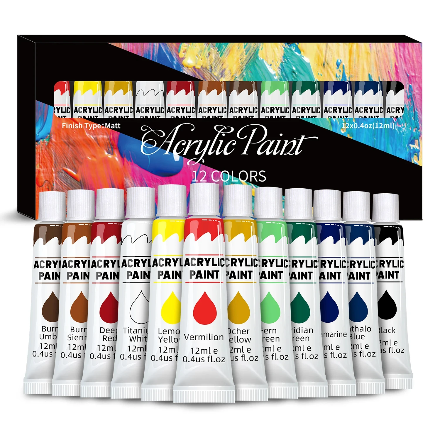 Acrylic Paints Set - 12/24 Colors 12ml Art Painting Kit